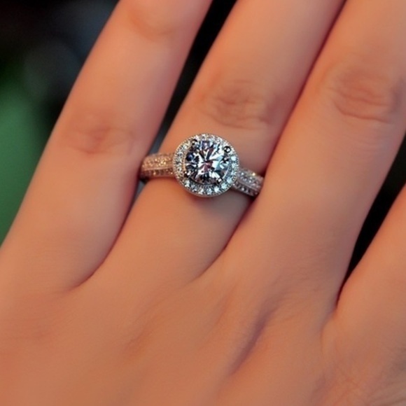 925 Sterling Silver Brilliant Cut Round CZ Ring -5 - Picture 7 of 8